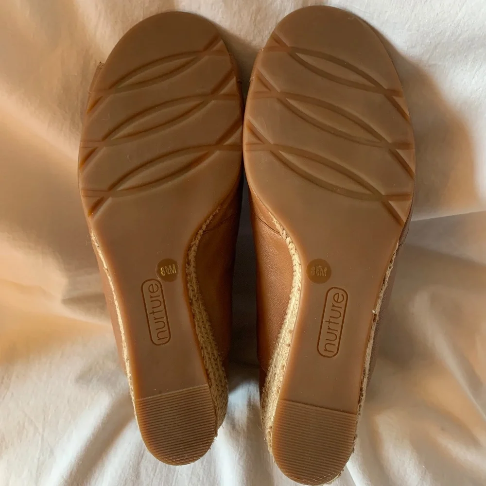 Nurture tan genuine leather wedge sandals